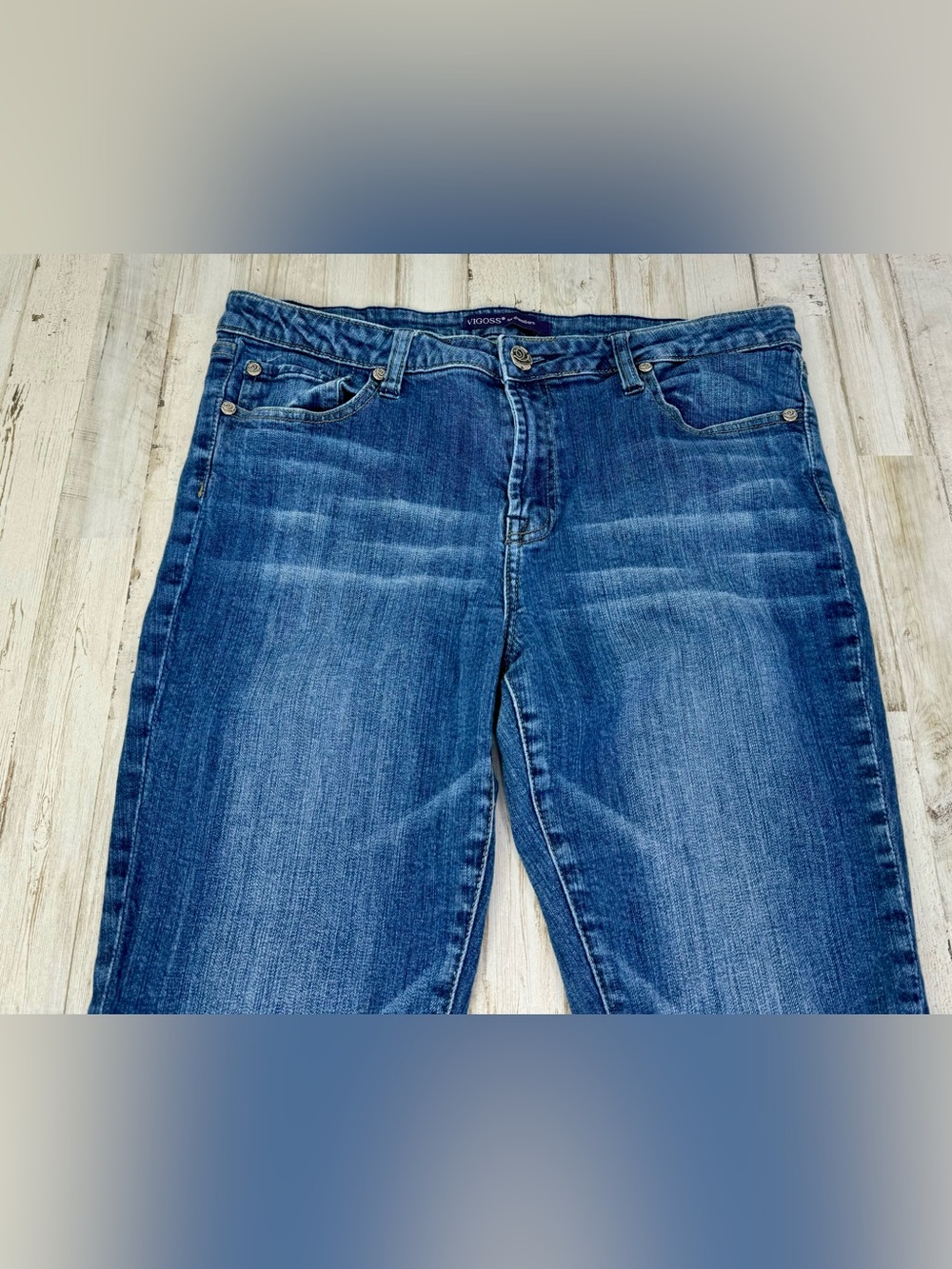 VIGOSS Straight Leg Jeans Women’s 13/14 (34x30) Blue Wash Stretch Denim - Picture 3 of 11